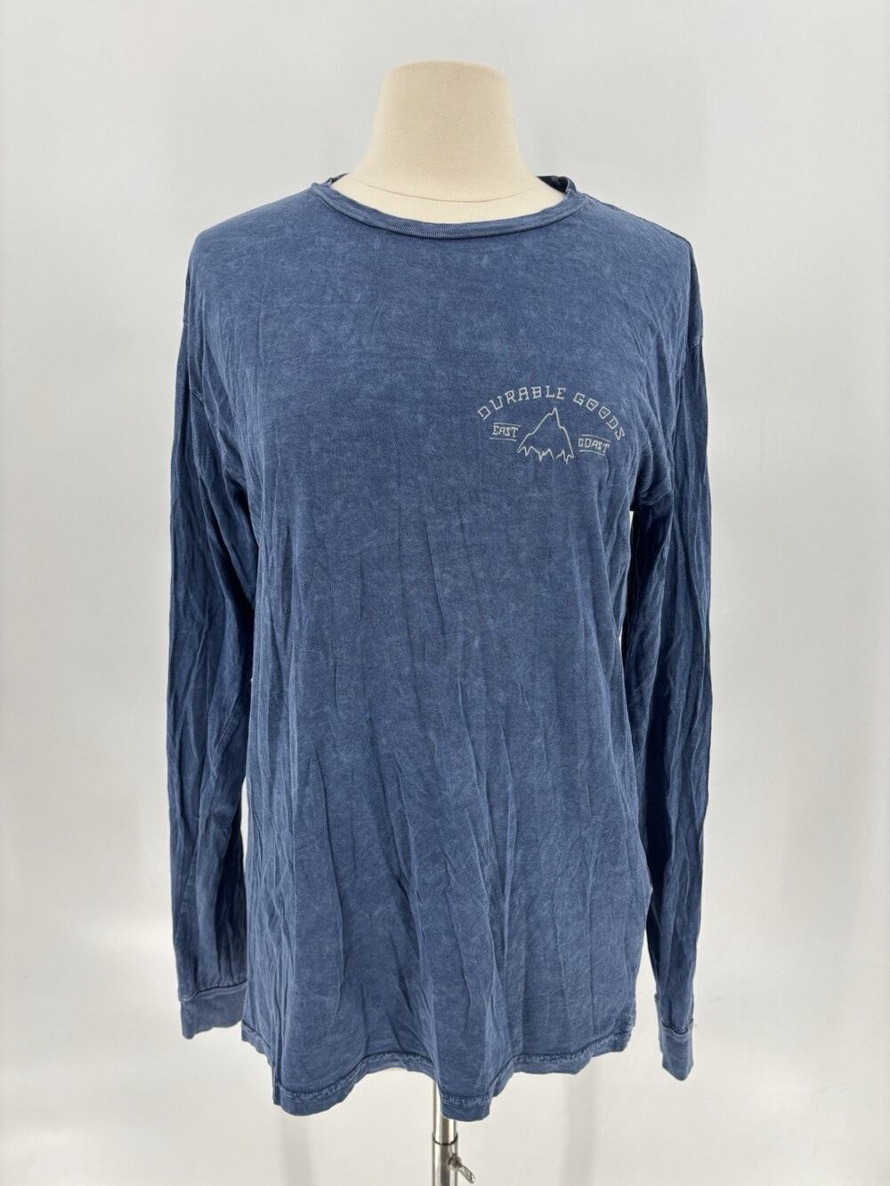 Burton T Shirt Womens Large Blue Long Sleeves Logo Mountain Graphic Crew Neck